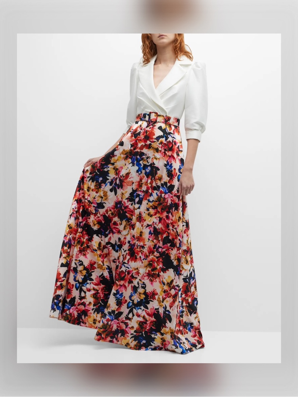 BADGLEY MISCHKA Shirt Dress with Floral Printed Skirt - Picture 2 of 2